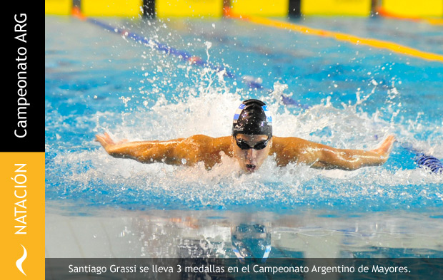 Triple medalla para Santiago Grassi en el Campeonato Argentino de Natación